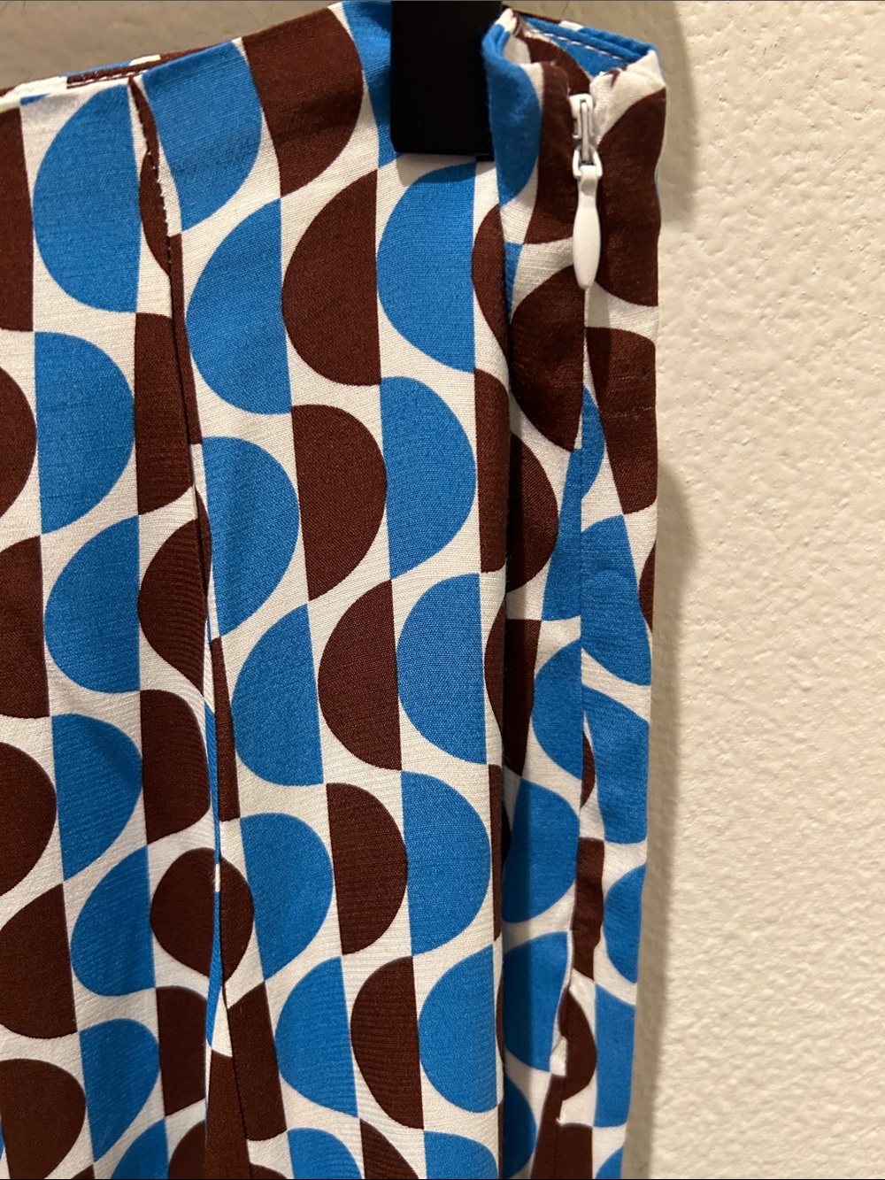 On 34th Blue and Brown Geometric Midi Skirt - Picture 2 of 3